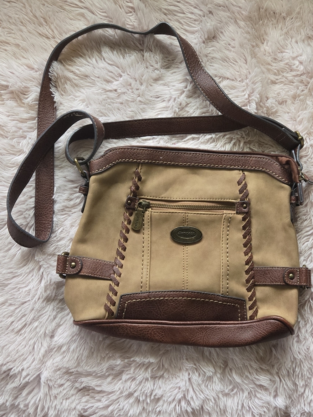 BOC Concept Tan and Brown Crossbody Shoulder Bag